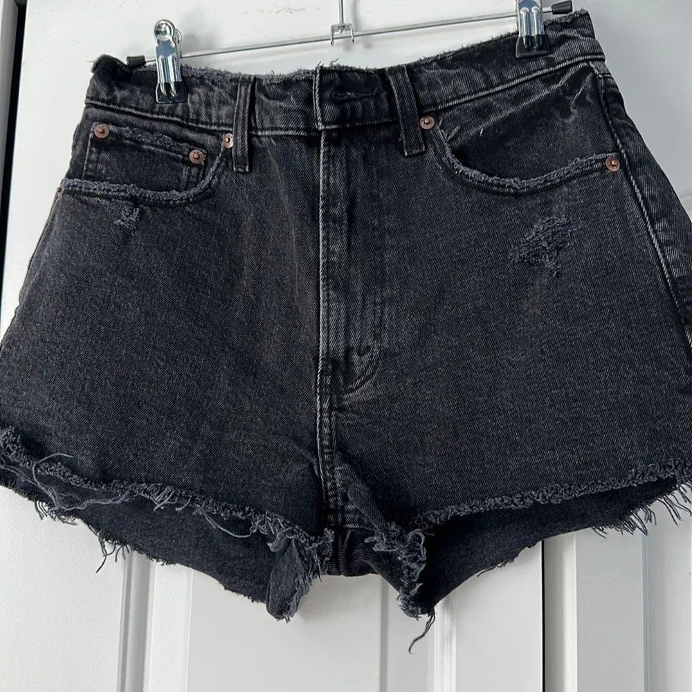 AF black denim  shorts with raw edges